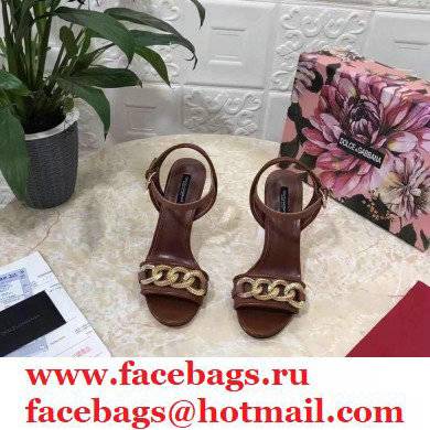 Dolce  &  Gabbana Heel 10.5cm Leather Chain Sandals Coffee 2021